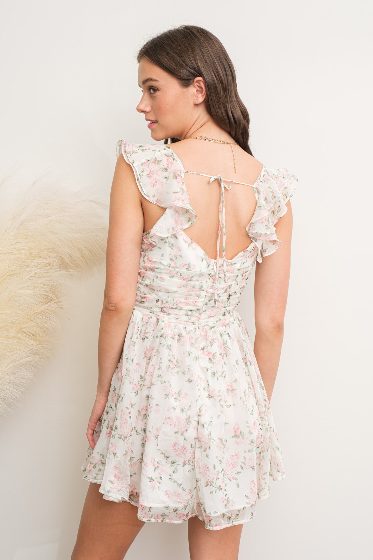 2225 | Floral Print Tie-strap Ruffled Dress $15.50 Unit