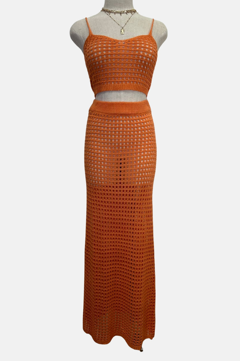 4053 | Crochet Maxi Skirt Top Set $22.45